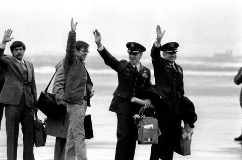 Iran Hostage Arrive 스톡 사진
