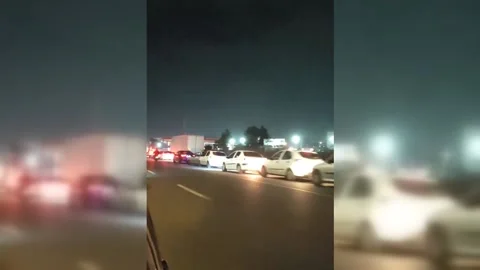 Iran: Huge queue for fuel tonight in Islamshahr city in Tehran Stock Footage 286268551