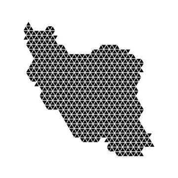 Iran map abstract schematic from black triangles repeating pattern geometric Stock Illustration