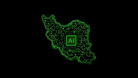 Iran Map AI Chipset Technology Opener Stock Footage 337055914