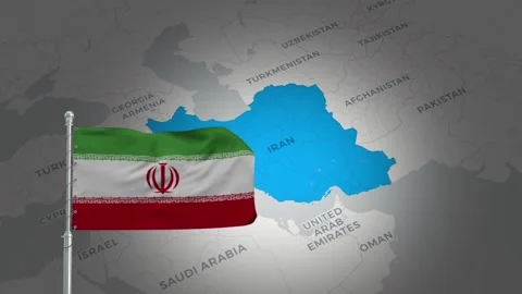 Iran Map and Flag Animation – National Geographic Overview Stock Footage 312127109