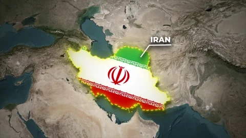 Iran Map Animation with Flag Overlay on World Map Background Stock Footage 328112954