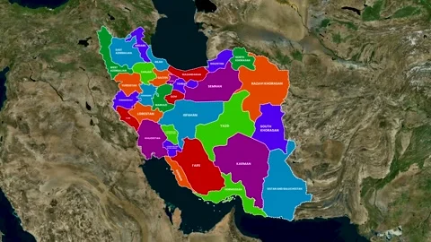 Iran Map Animation Highlighting All Provinces or Divisions Zoom Effect 4K Stock Footage 331994398