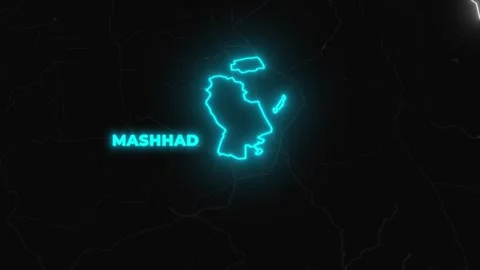 Iran Map Animation Highlighting Mashhad Region on Dark Digital Background Stock Footage 328470627