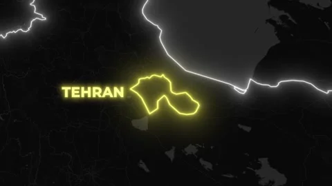Iran Map Animation Highlighting Tehran City on Dark Map Background Stock Footage 328470503