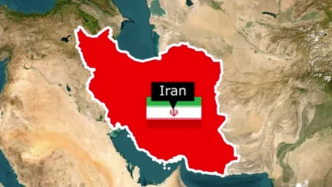 Iran Map Animation with Location Pin, Borders and Zoom Motion in 4K Stock Footage 339131751