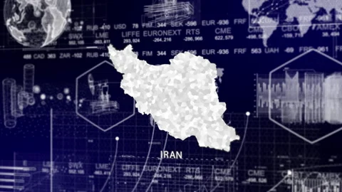 Iran Map Animation Loop | Growth, GDP, Oil Economy &amp; Development Insights Stock Footage 331572046