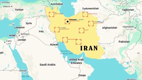 Iran map of blue digital frame Futuristic Sci Fi Modern User HUD, GUI, UI Stock Footage 326116809