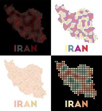 Iran map. Collection of map of Iran in dotted style. Borders of the country.. 스톡 일러스트