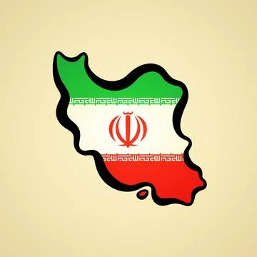 Iran - Map colored with flag Stock Illustration