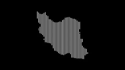 Iran map consisting of white stripes on a black background. Stock Footage 244767966