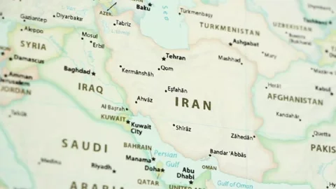 Iran on a Map (with Defocus) Stock Footage 89687021
