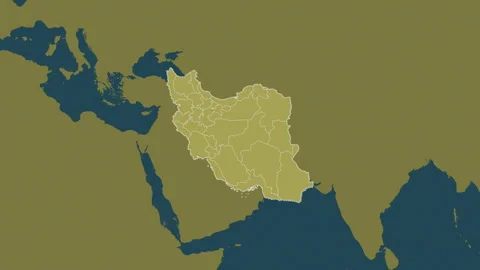 Iran map - extract. Regions. Pattern. Labels Stock Footage 320967017