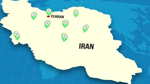 Iran map - extract. Shadow. Pattern. Labels Stock Footage 311476105