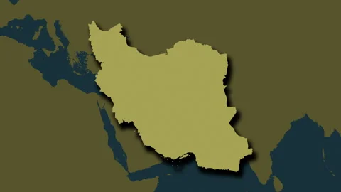 Iran map - extract. Shadow. Pattern. Labels Stock Footage 320969947