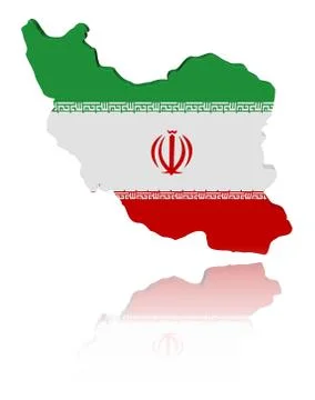 Iran map flag 3d render with reflection illustration Stock Illustration
