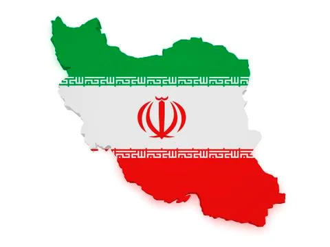 Iran map flag 3d shape Stock Illustration