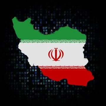 Iran map flag on hex code illustration Stockillustratie