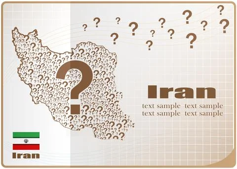 Iran map flag made from question mark. Stock Illustration