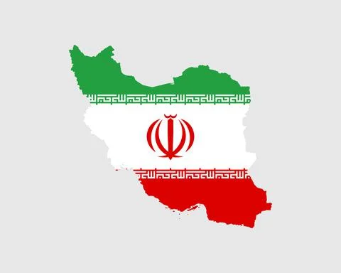 Iran Map Flag. Map of the Islamic Republic of Iran with the Iranian banner 库存插图