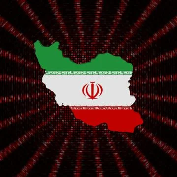 Iran map flag on red hex code burst illustration Stock Illustration