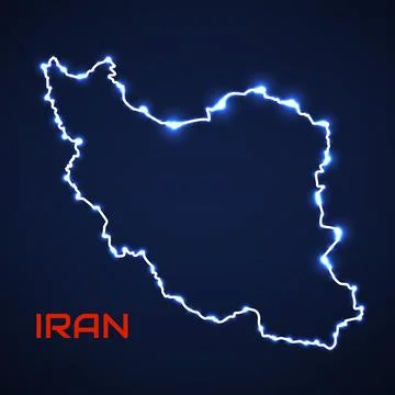 Iran map with glowing outline, creative vector illustration Stock Illustration