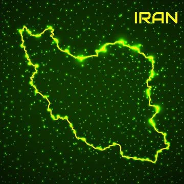 Iran map with glowing outline, creative vector illustration Stock Illustration