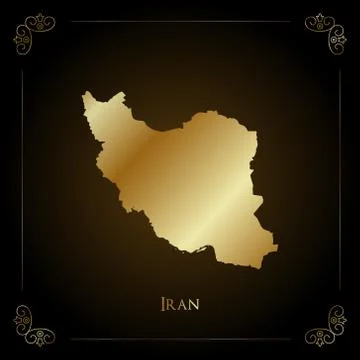 Iran map (golden) Stock Illustration