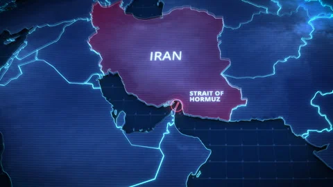 Iran Map Highlighting Strait of Hormuz Stock Footage 332211067