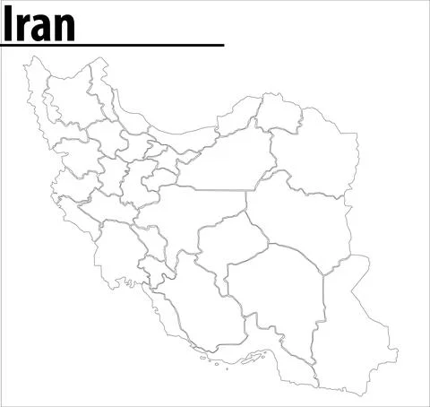 Iran map illustration vector detailed iran map with regions. Stock Illustration