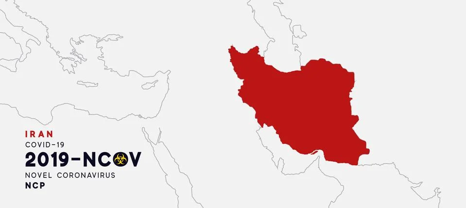 Iran Map infographics, Localization of the outbreak of Virus Covid 19. Novel  Stock Illustration