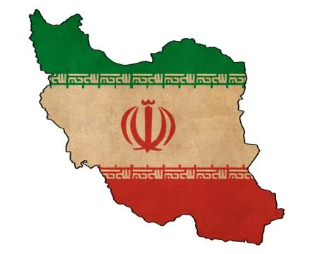 Iran map on iran flag drawing ,grunge and retro flag series Stock Illustration