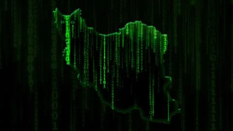 Iran Map Matrix Code Stock Illustration