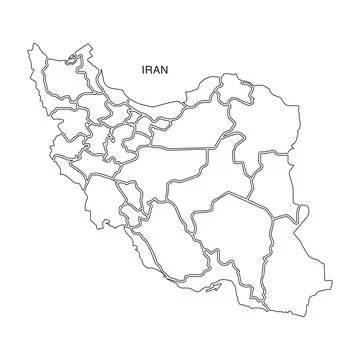 Iran Map Outline with Province Borders on White Background 스톡 일러스트