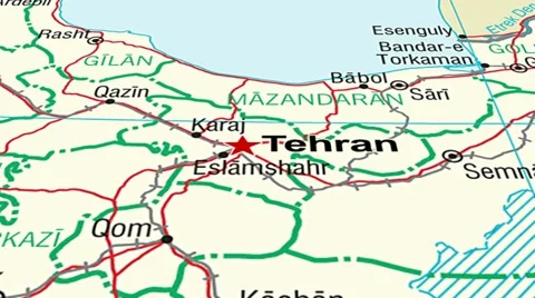 Iran Map pan and zoom to Tehran (Iranian Map) Stock-Footage 22120618