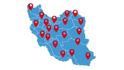 Iran map with pinpoint animation isolated on white background Stock-Footage 333549927