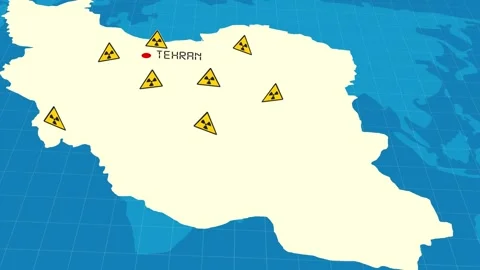 Iran map with radiation icons Stock Footage 311474579