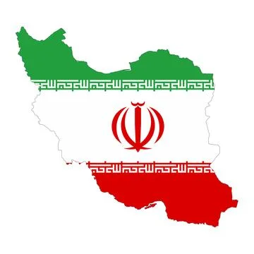 Iran map silhouette with flag isolated on white background Illustrazione stock