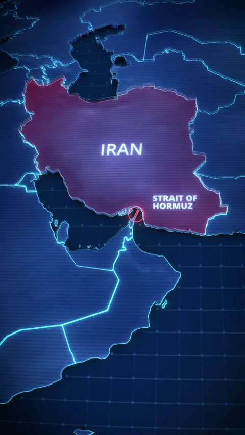 Iran Map with Strait of Hormuz Highlighted Stock Footage 332211080