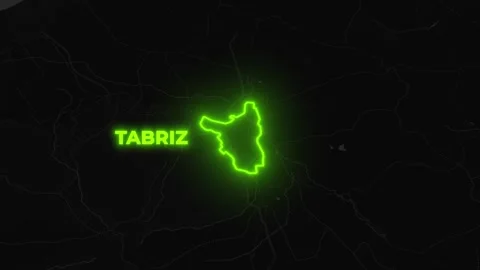 Iran Map with Tabriz City Highlight Animation on Dark Map Stock Footage 328855364