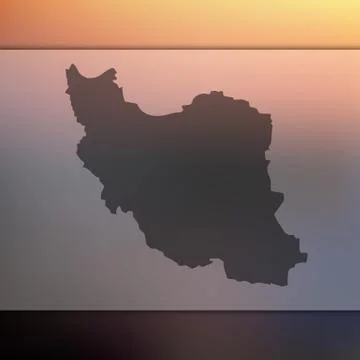 Iran map. Vector silhouette of Iran. Blurred background Stock Illustration