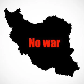 Iran map with the word "no war" isolated on white background Stock Illustration