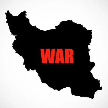 Iran map with the word "war" isolated on white background Stock Illustration