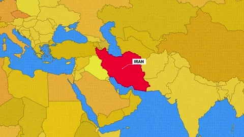 Iran Map Yellow and Blue Color New Style Stock Footage 342459953