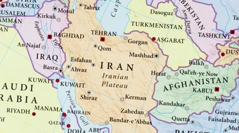 Iran Map Zoom Stock Footage 34428017