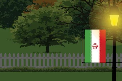 Iran Night Trees Lamp Vector Illustration Stock Illustration