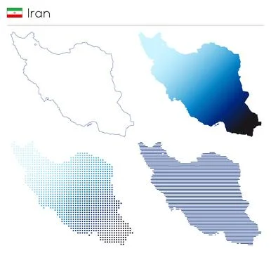 Iran - outline, gradient, dotted and lines geometrical country shape Illustrazione stock