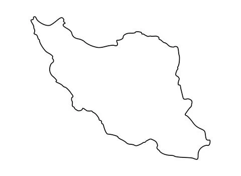Iran Outline Map in Black Line Vector Illustration Illustration