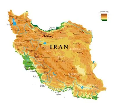 Iran physical map Stock Illustration