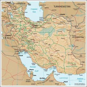 Iran physiography map Stock Illustration